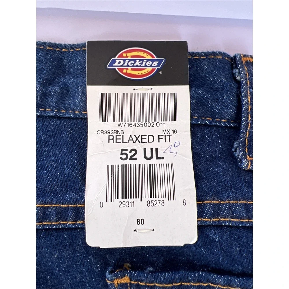 Dickies Denim Blue Jeans Men's 52UL Dark Wash Workwear Big & Tall NEW